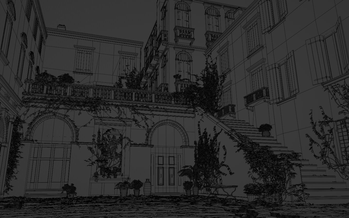 Italian Venetian Gothic Scene Low-poly 3D model_7