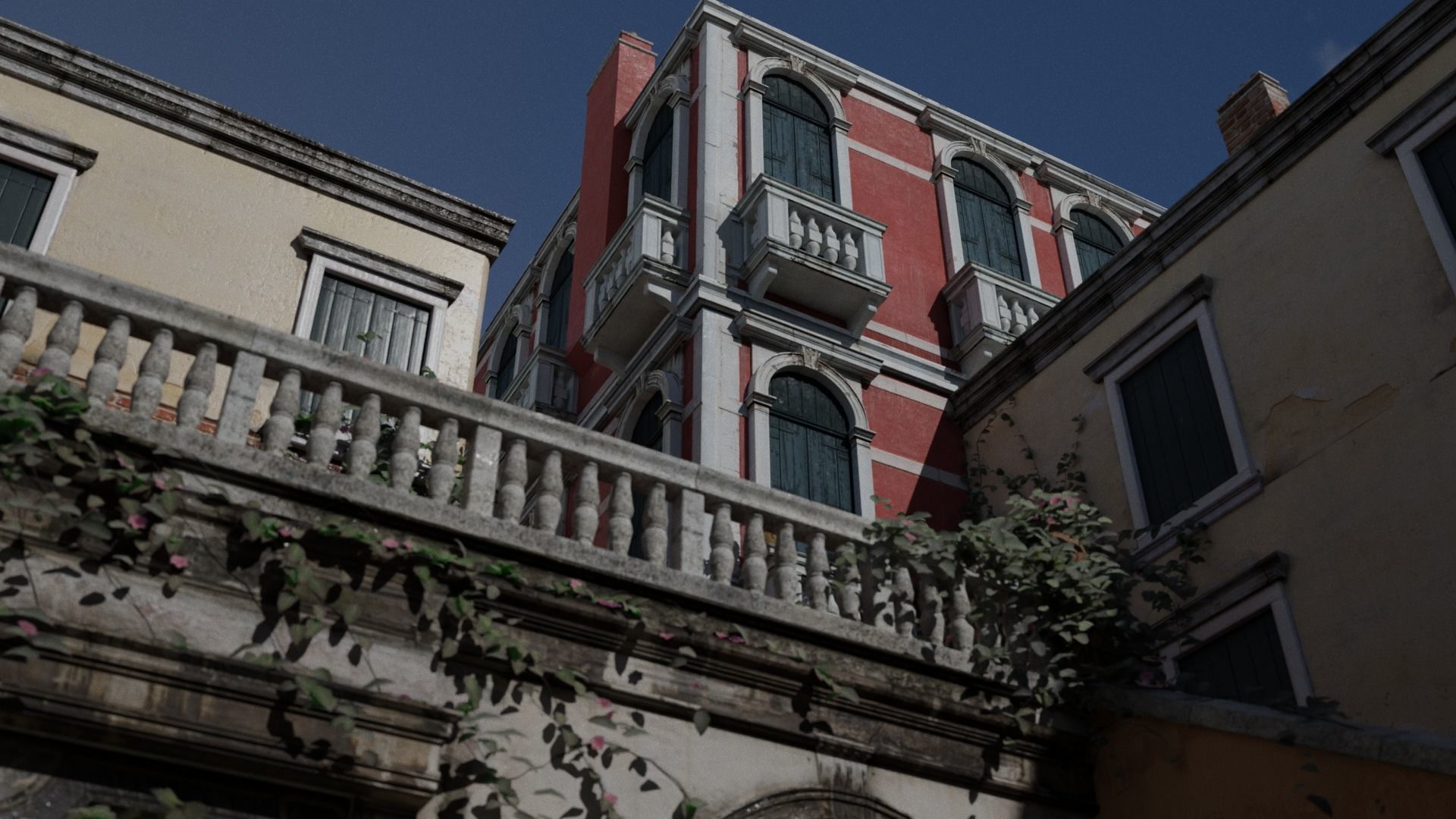 Italian Venetian Gothic Scene Low-poly 3D model_3