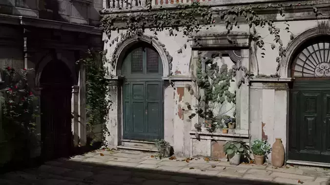 Italian Venetian Gothic Scene Low-poly 3D model