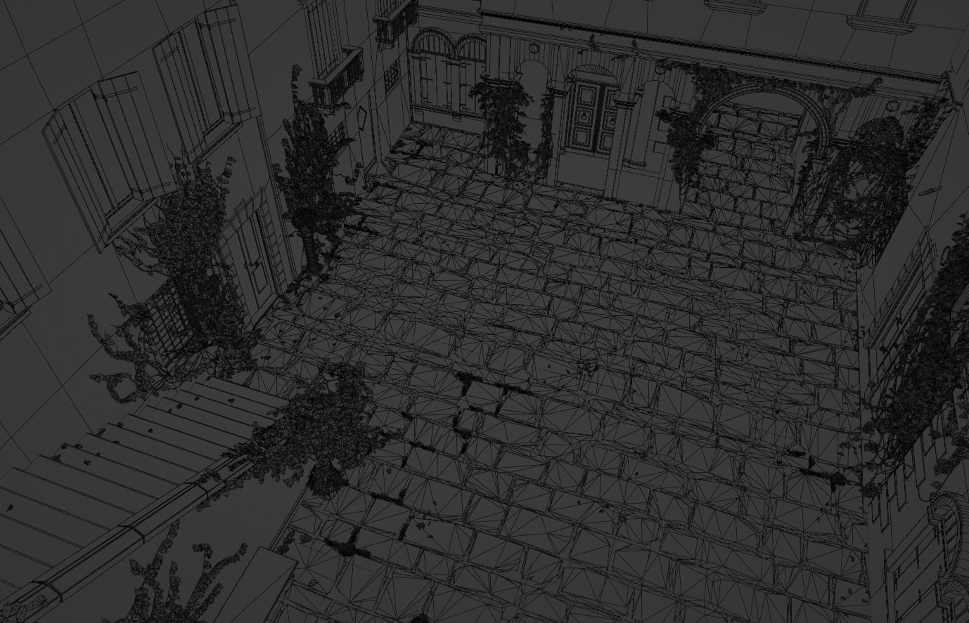 Italian Venetian Gothic Scene Low-poly 3D model_8