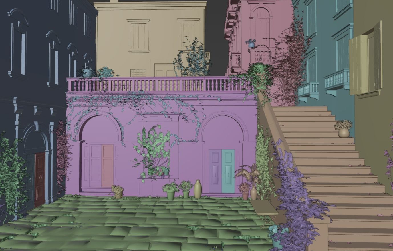 Italian Venetian Gothic Scene Low-poly 3D model_6