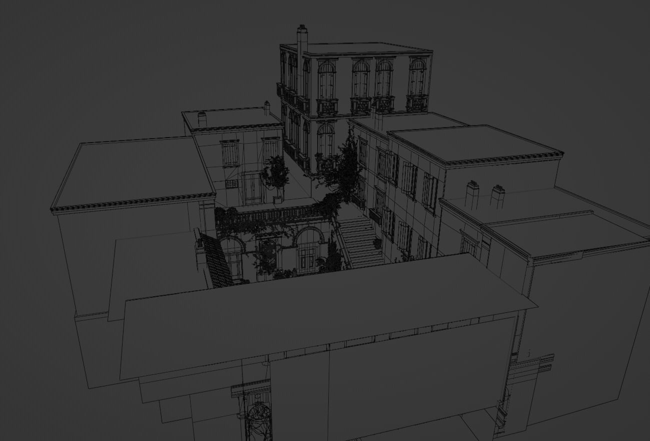 Italian Venetian Gothic Scene Low-poly 3D model_9