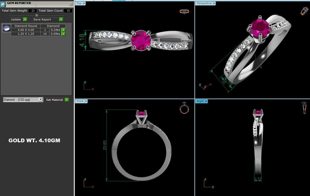 Solitaire Wedding Engagement Ring 3D print model_6