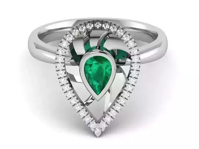 Solitaire Wedding Engagement Pear Ring 3D print model