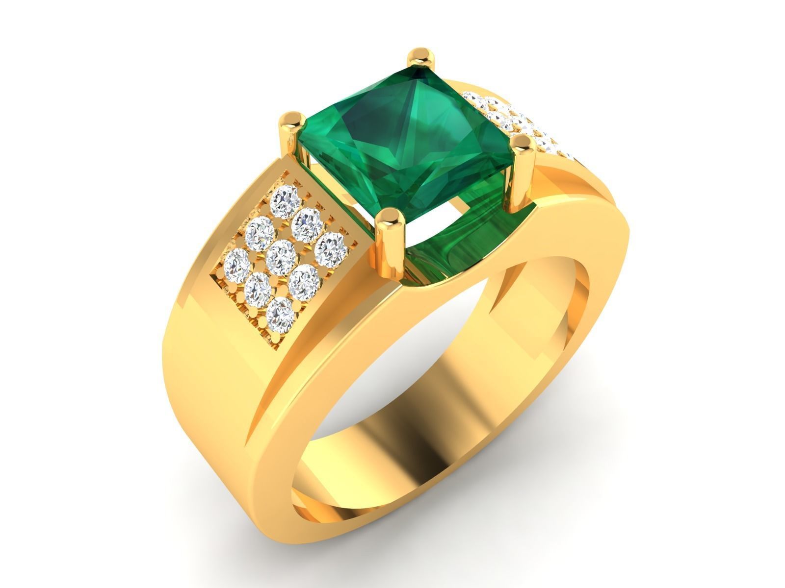 Solitaire Engagement Princess Ring 3D print model_1