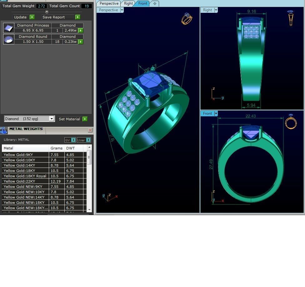 Solitaire Engagement Princess Ring 3D print model_6