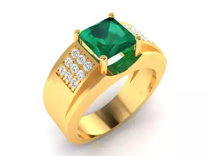 Solitaire Engagement Princess Ring 3D print model