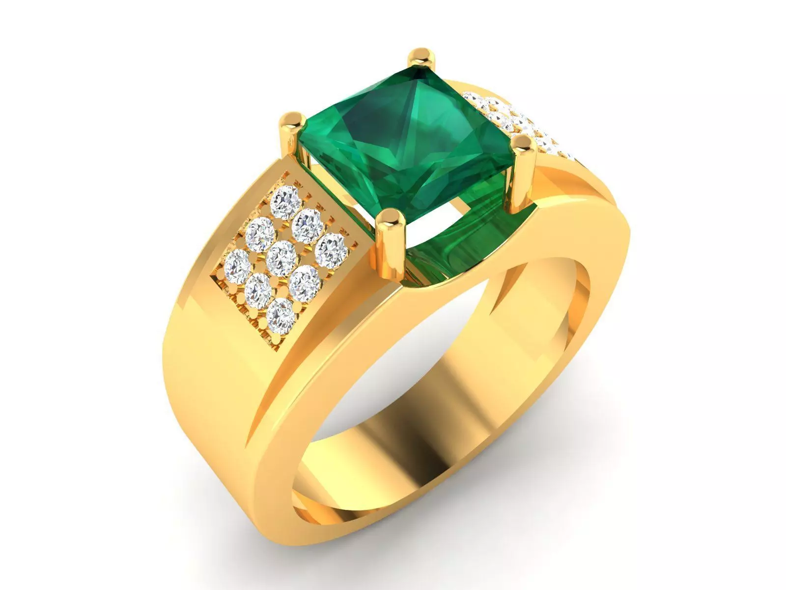 Solitaire Engagement Princess Ring 3D print model_0