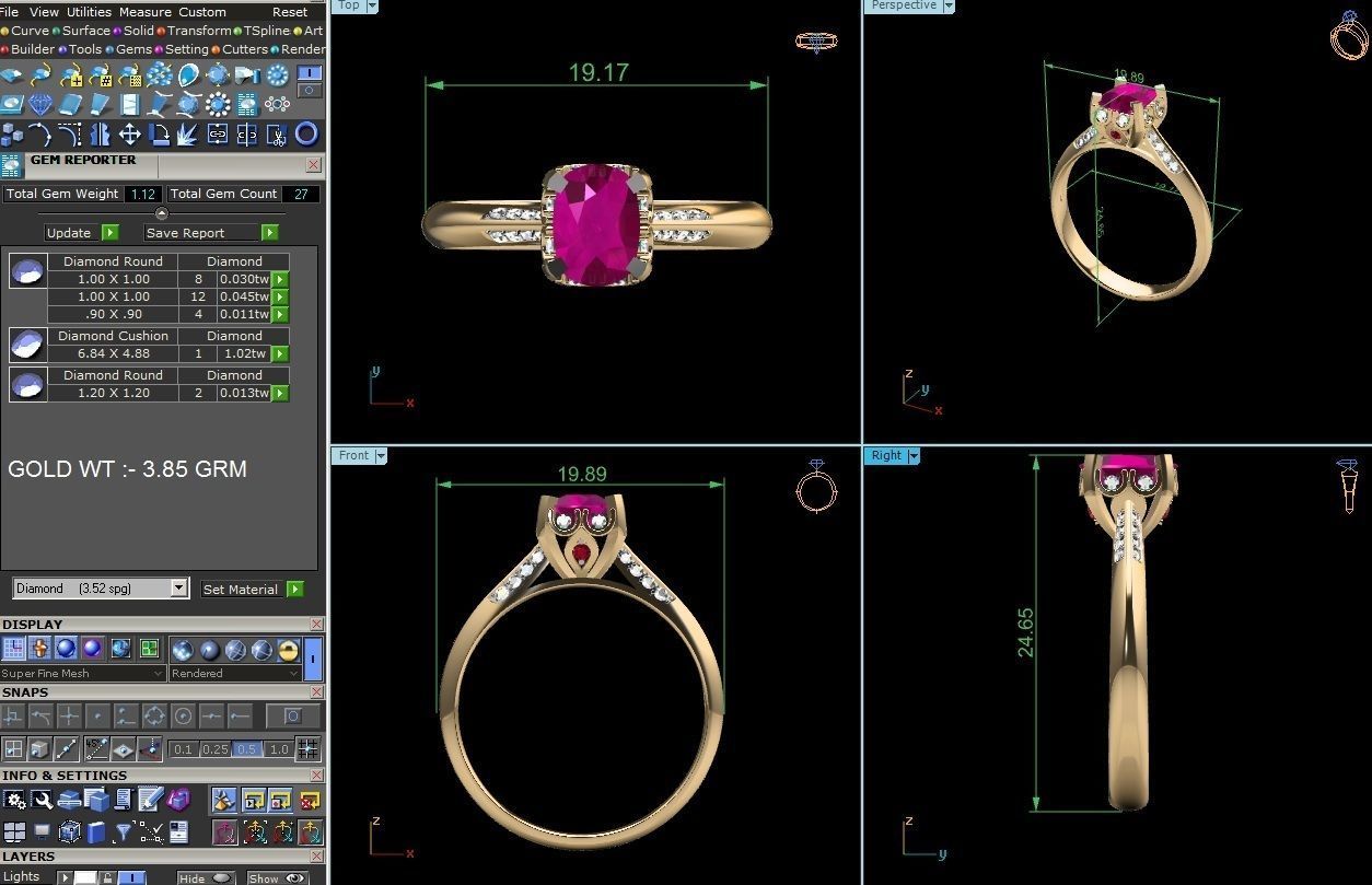 Solitaire Engagement Ring 3D print model_4