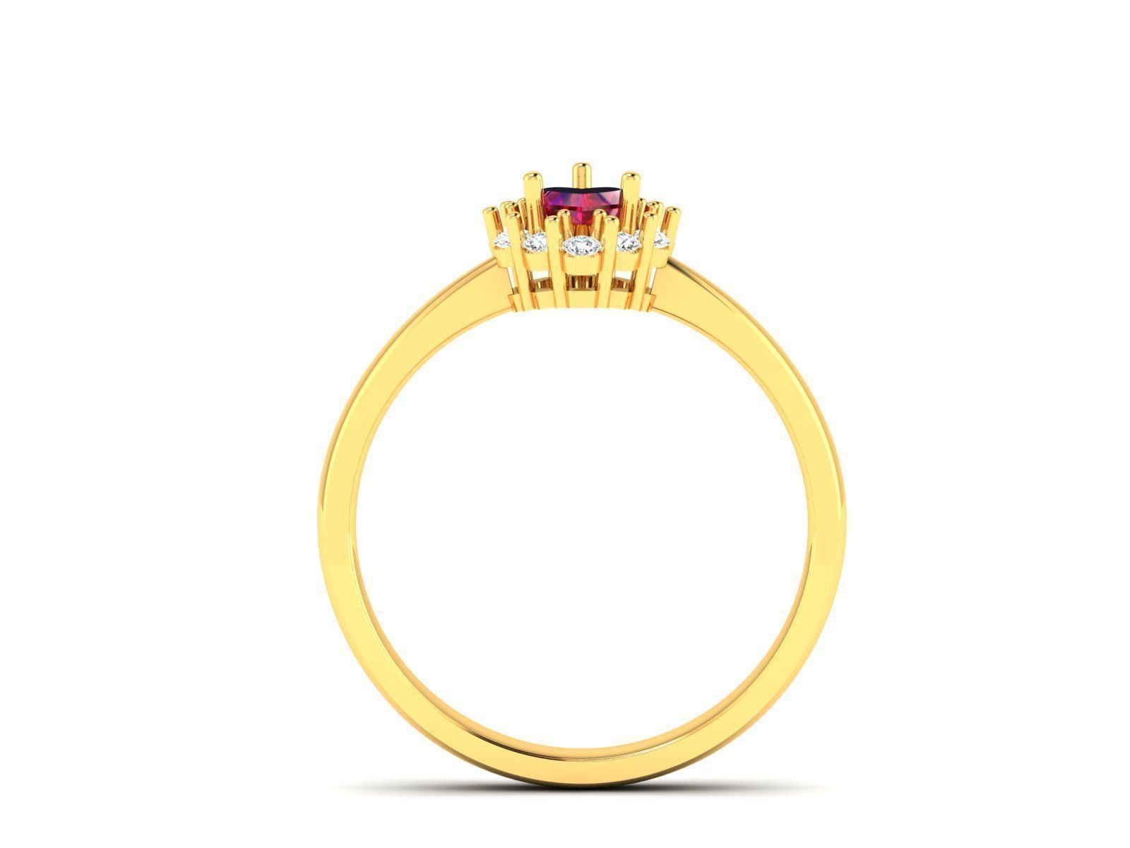 Solitaire Engagement Heart  Rings 3D print model_9