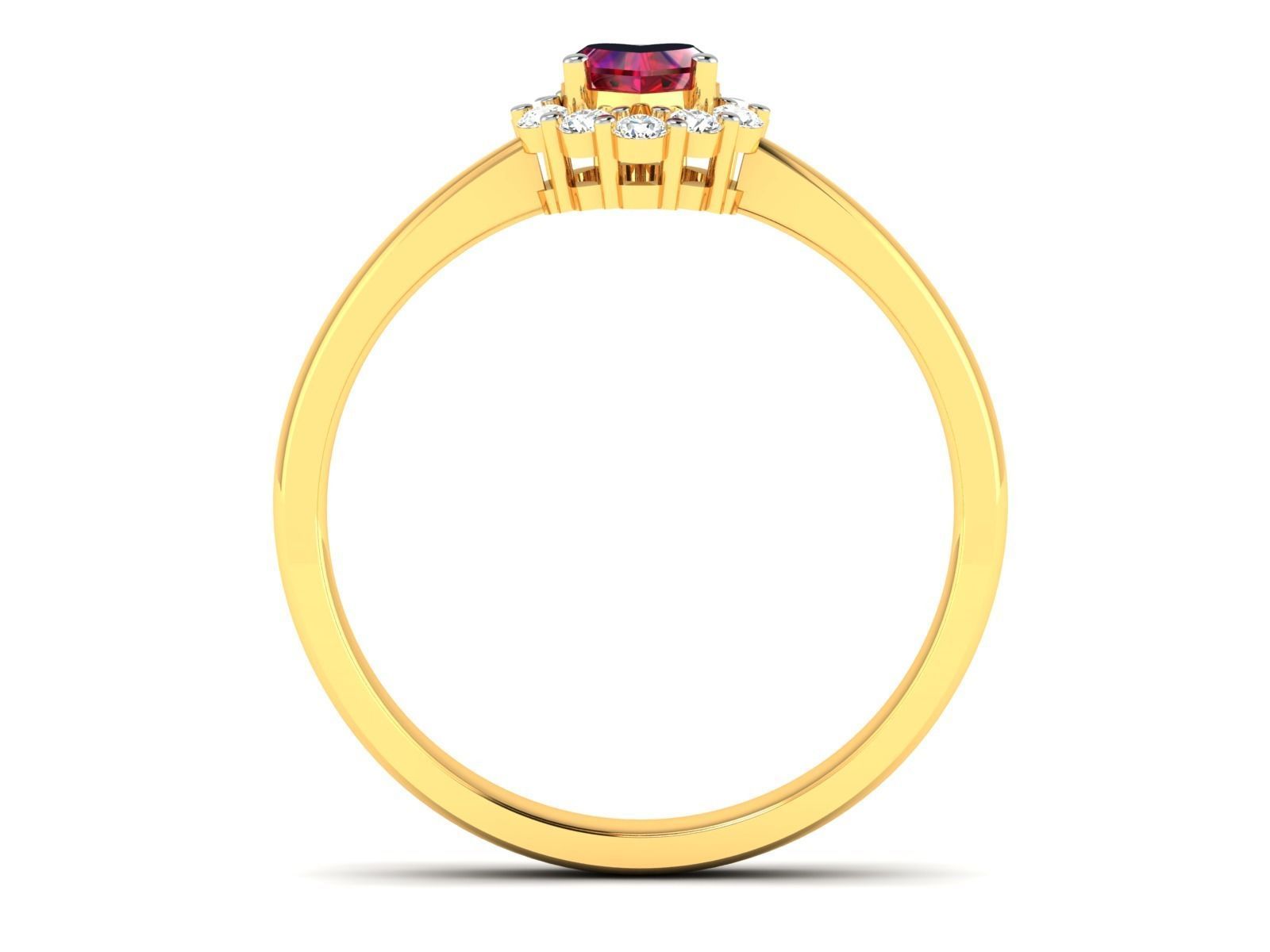 Solitaire Engagement Heart  Rings 3D print model_2