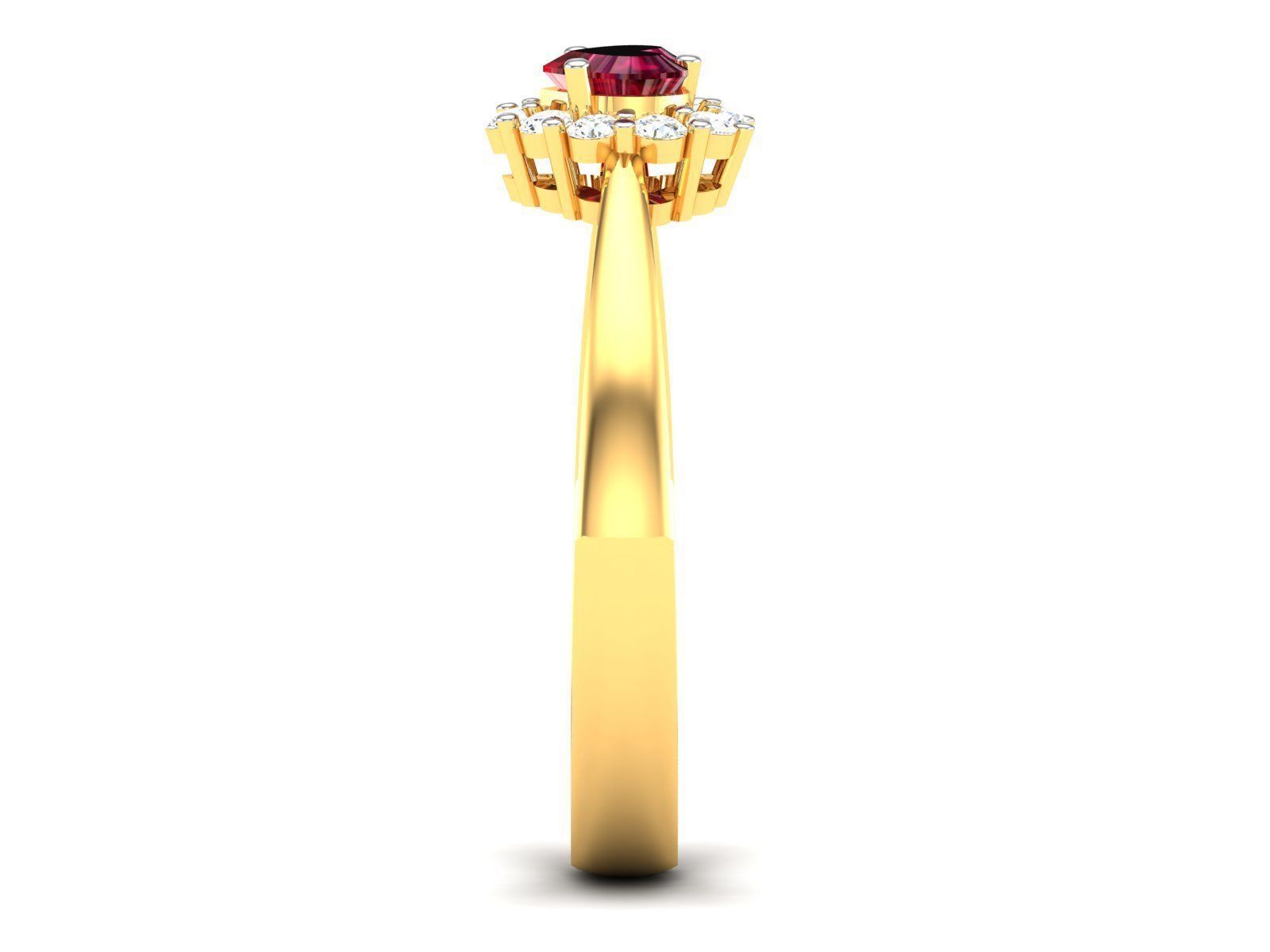 Solitaire Engagement Heart  Rings 3D print model_3