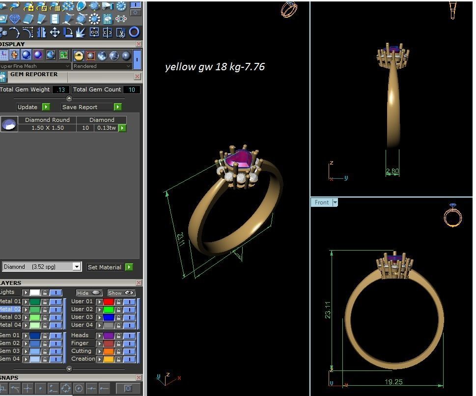 Solitaire Engagement Heart  Rings 3D print model_12