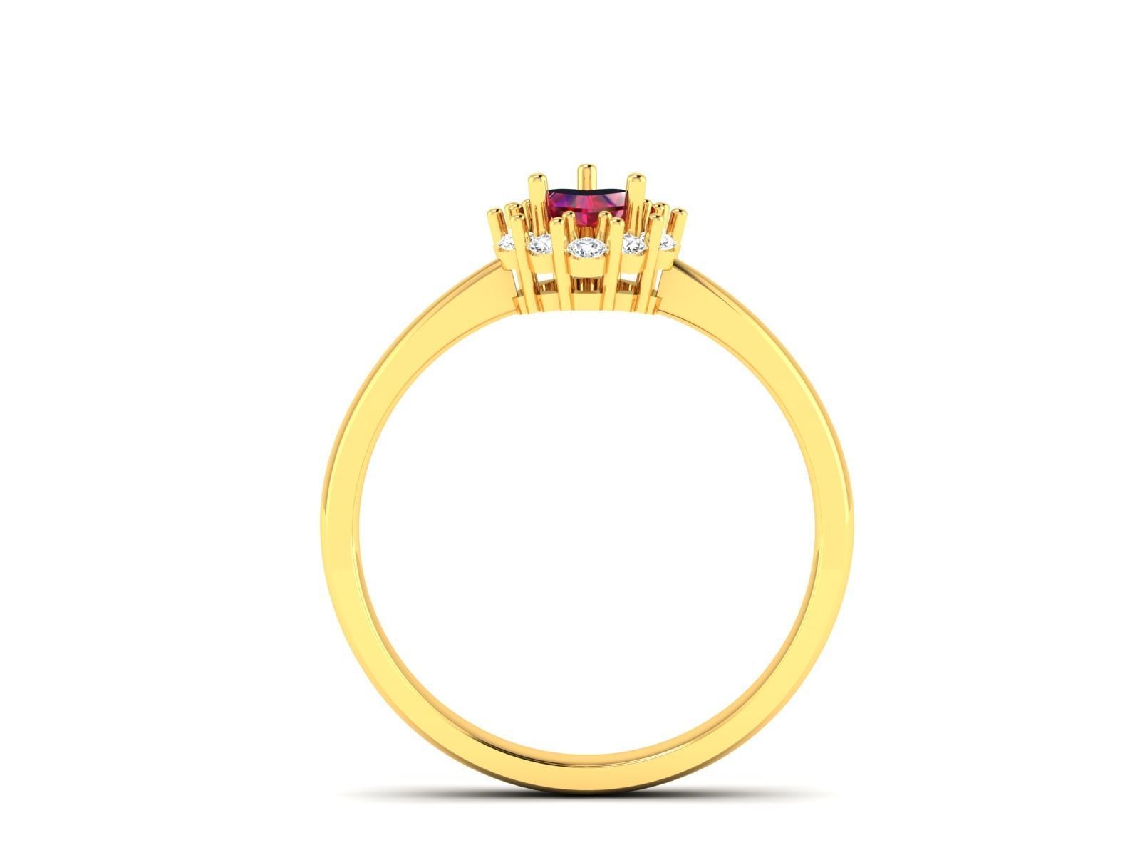 Solitaire Engagement Heart  Rings 3D print model_10