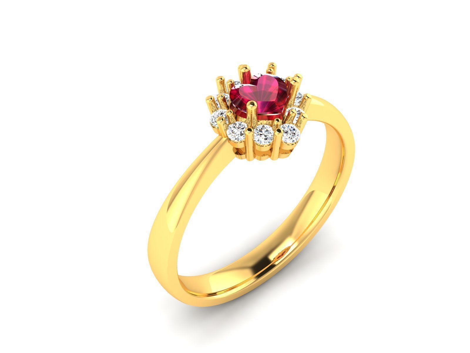 Solitaire Engagement Heart  Rings 3D print model_7