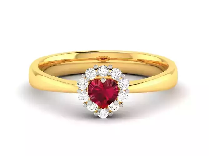 Solitaire Engagement Heart  Rings 3D print model