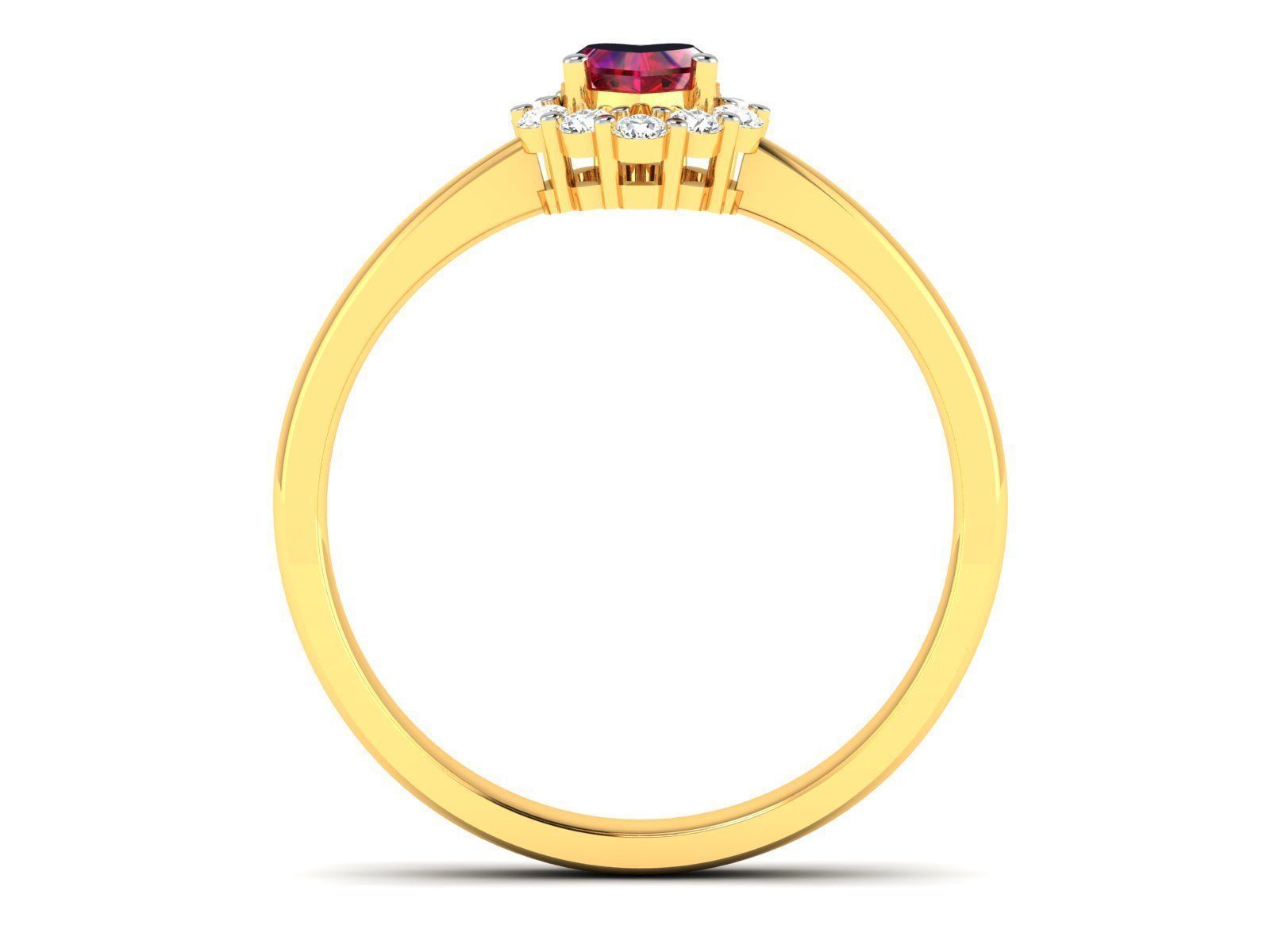 Solitaire Engagement Heart  Rings 3D print model_1