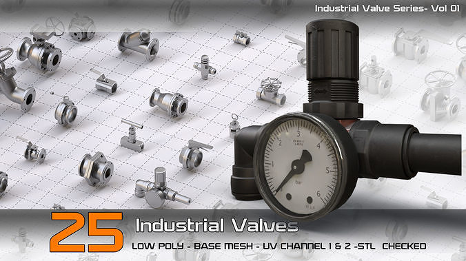 25  Industrial Valves 3D model