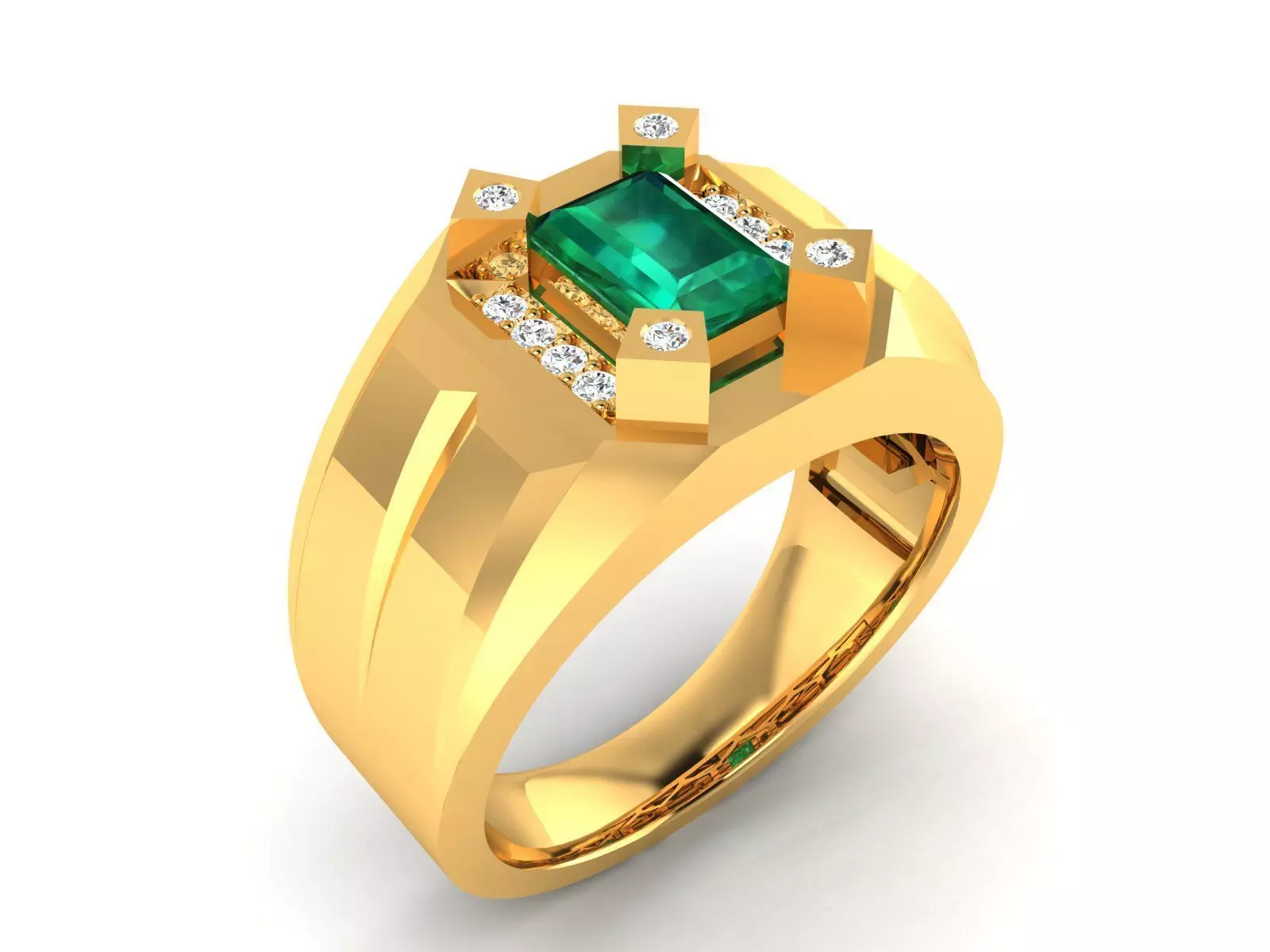 Solitaire Engagement Wedding Asscher Rings 3D print model