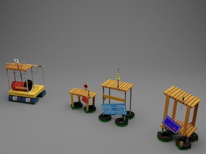 Water floating platforms Low-poly 3D model