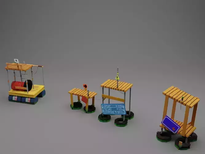 Water floating platforms Low-poly 3D model