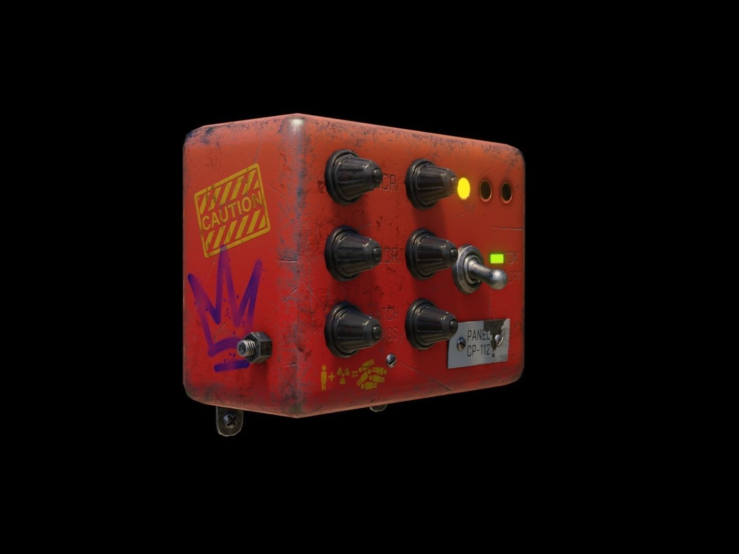 Game-ready Post-apocalyptic Anti-radiation Panel CP-112 Low-poly 3D model_3