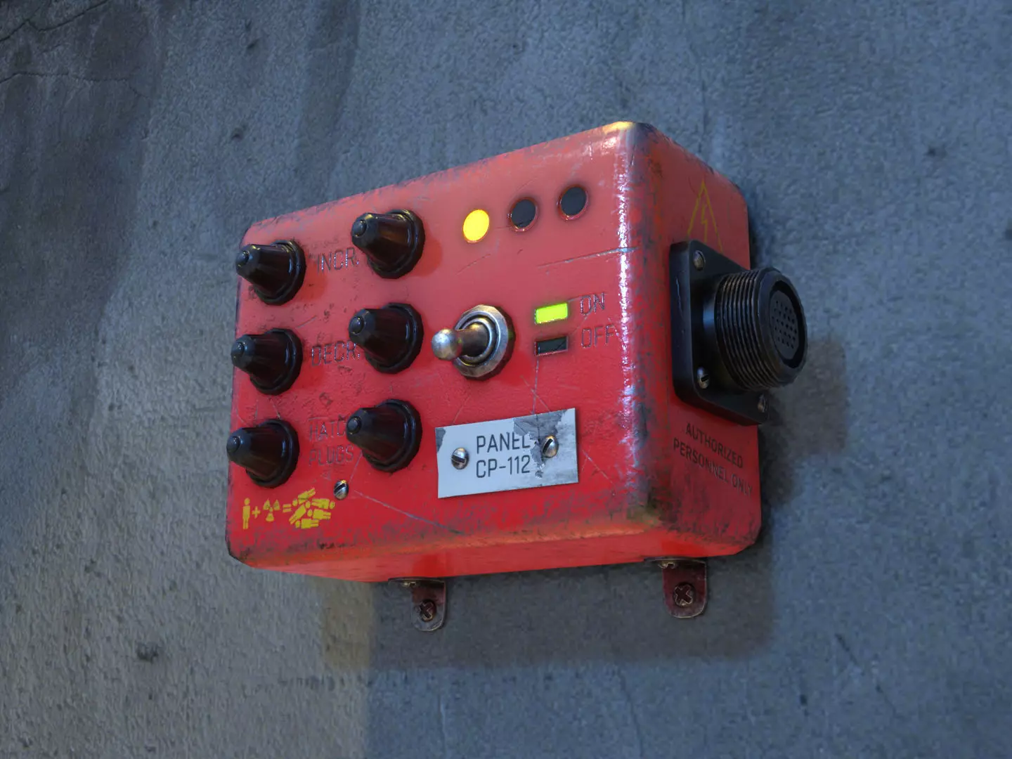 Game-ready Post-apocalyptic Anti-radiation Panel CP-112 Low-poly 3D model_0