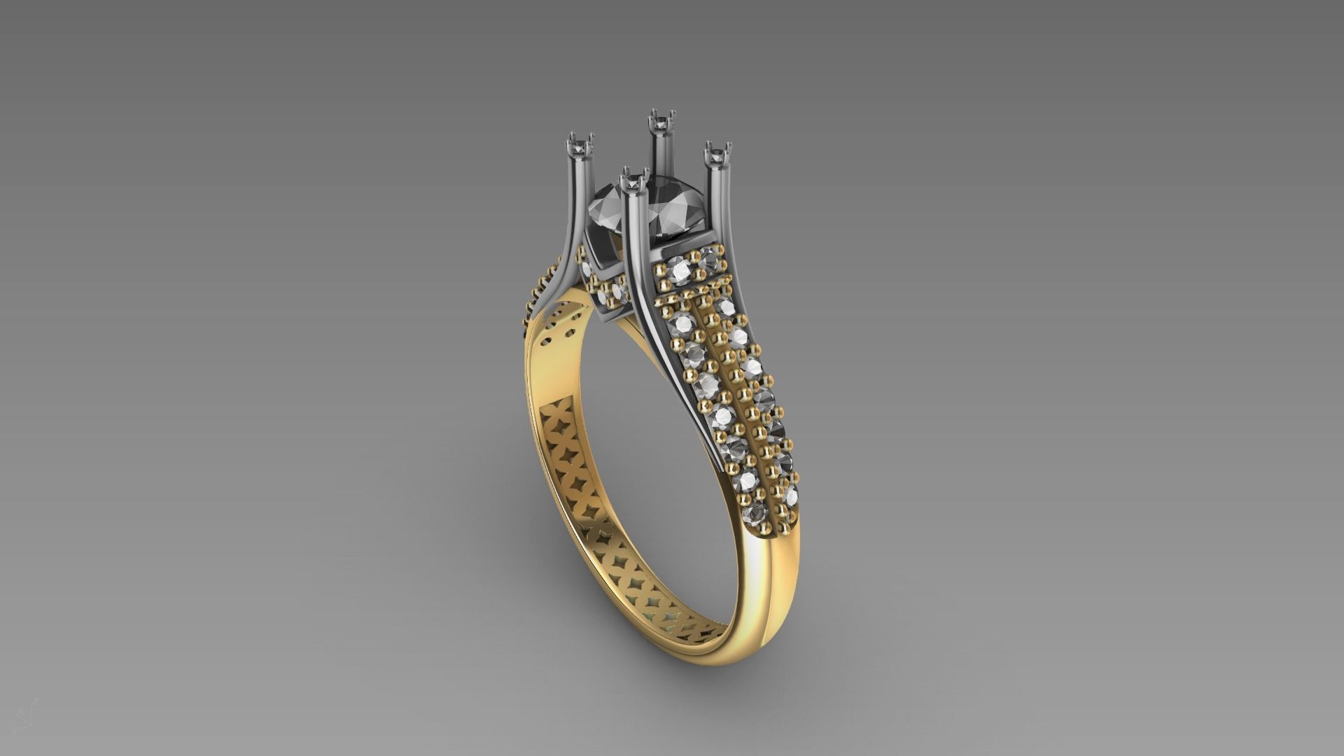 two line engagement ring stl verified  3D print model_14
