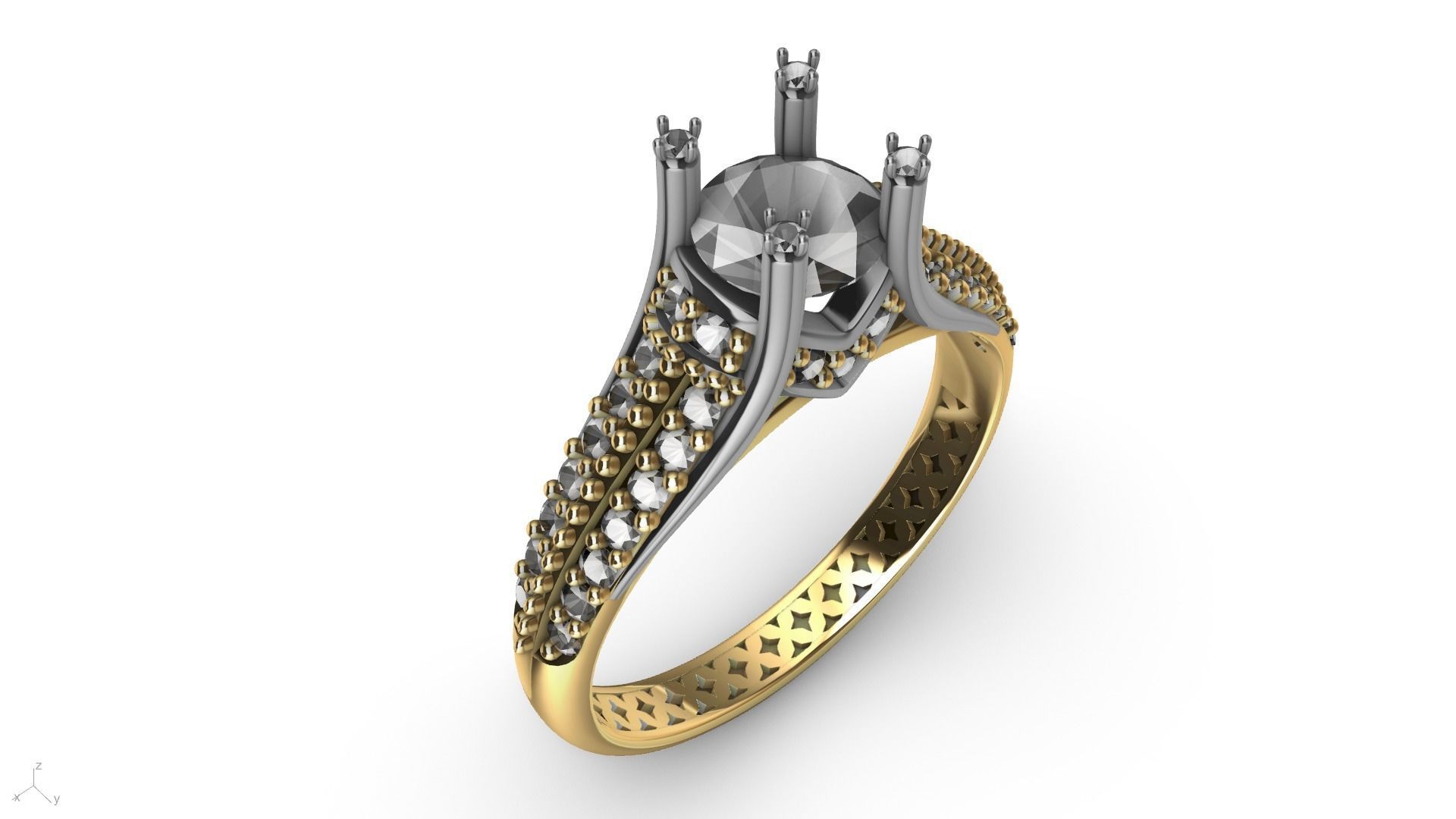 two line engagement ring stl verified  3D print model_1