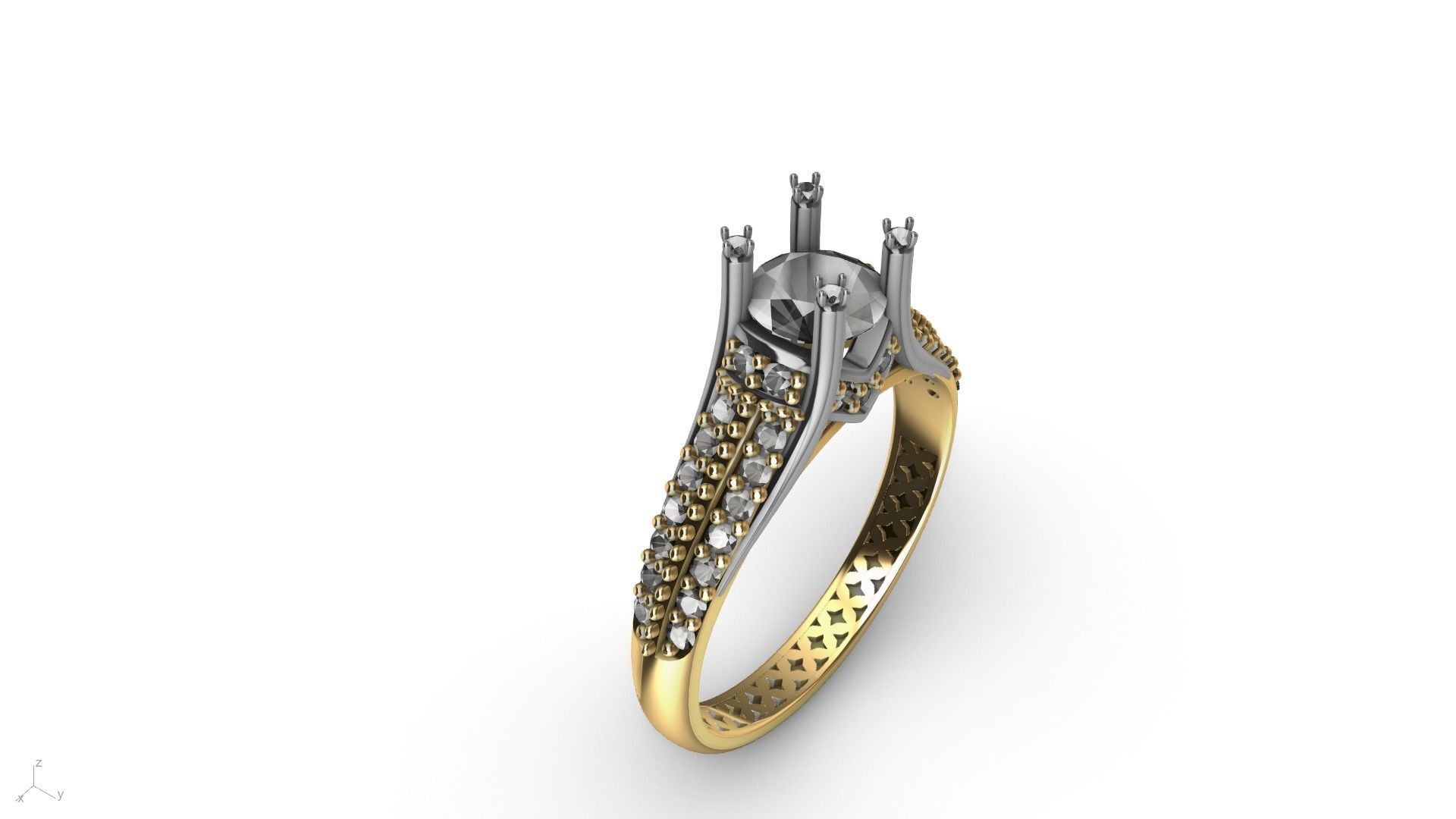 two line engagement ring stl verified  3D print model_6