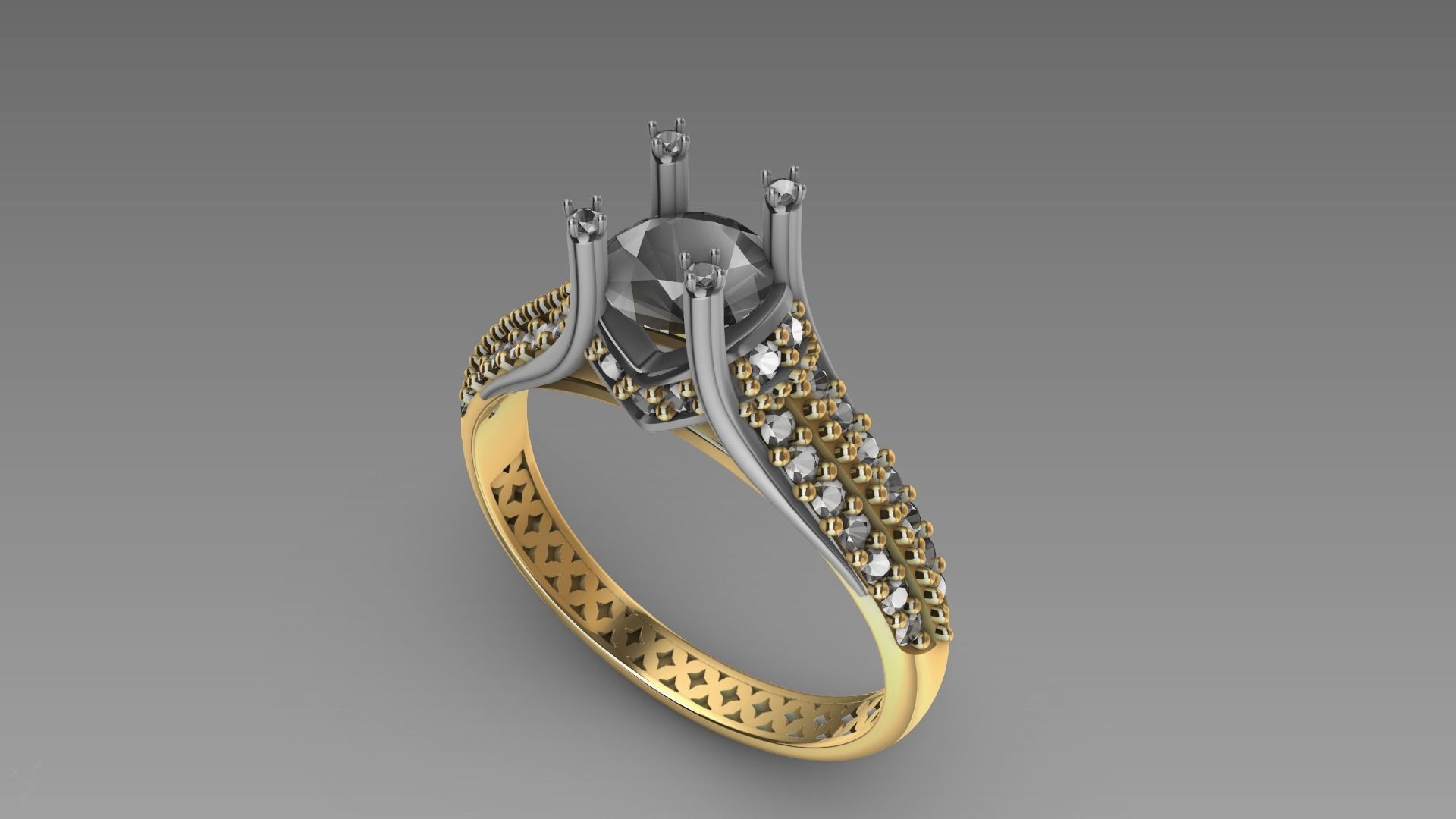 two line engagement ring stl verified  3D print model_10