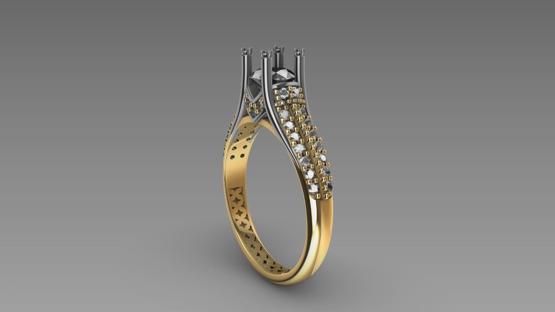 two line engagement ring stl verified  3D print model_15