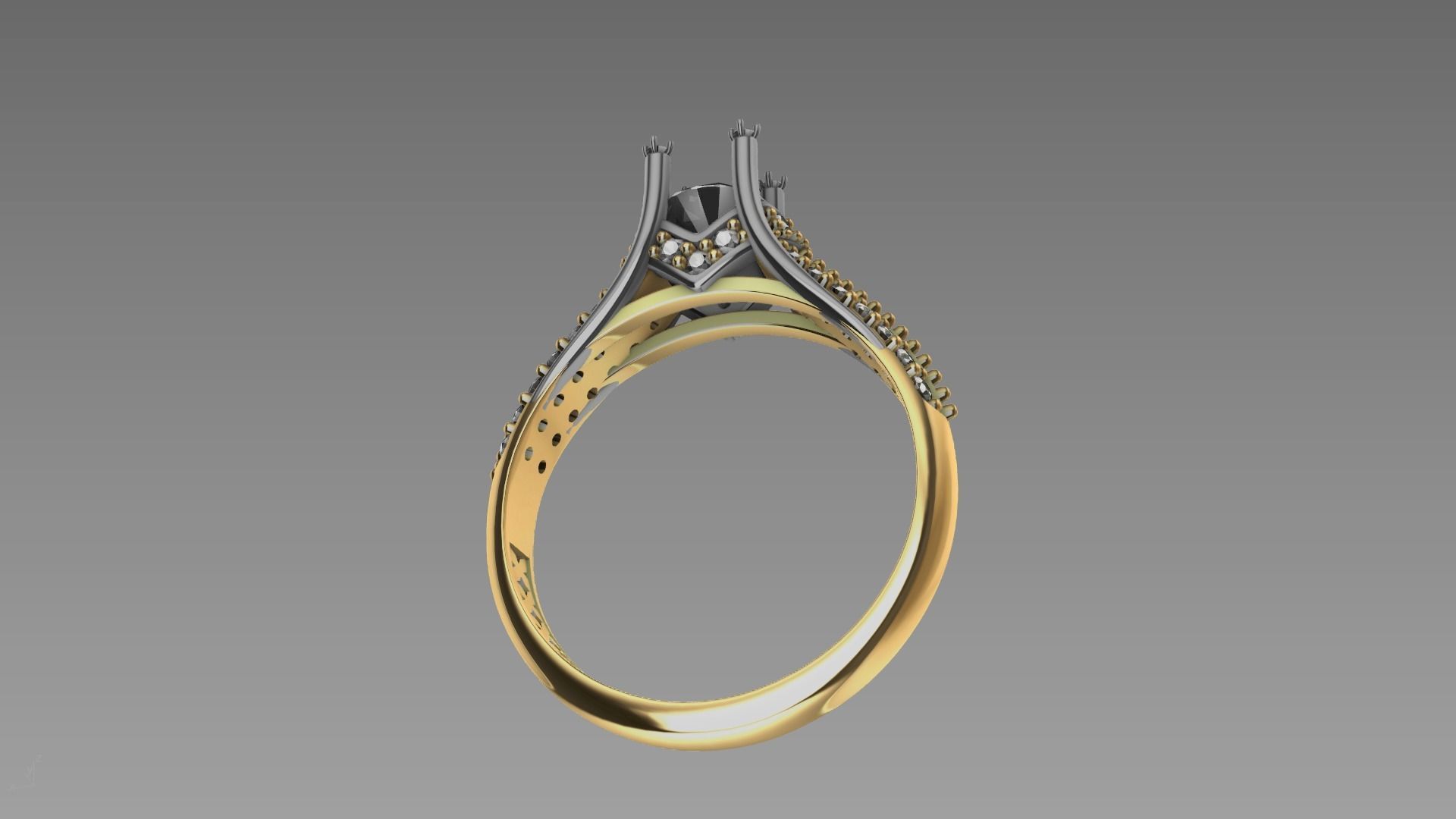 two line engagement ring stl verified  3D print model_13