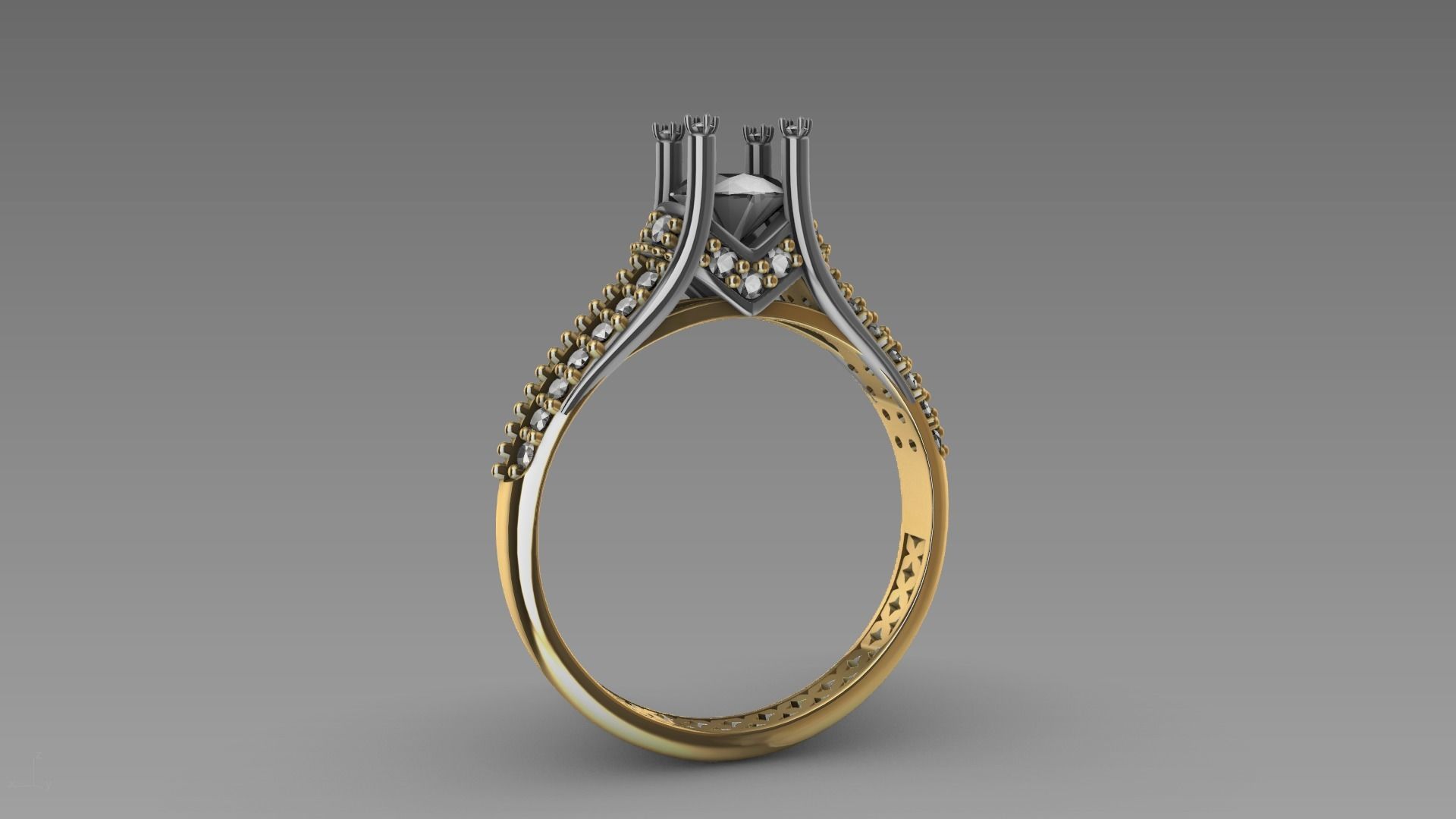 two line engagement ring stl verified  3D print model_12