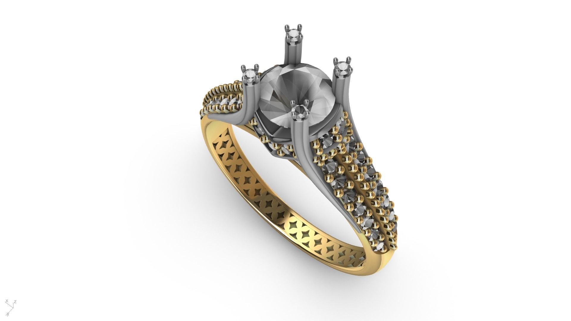 two line engagement ring stl verified  3D print model_5