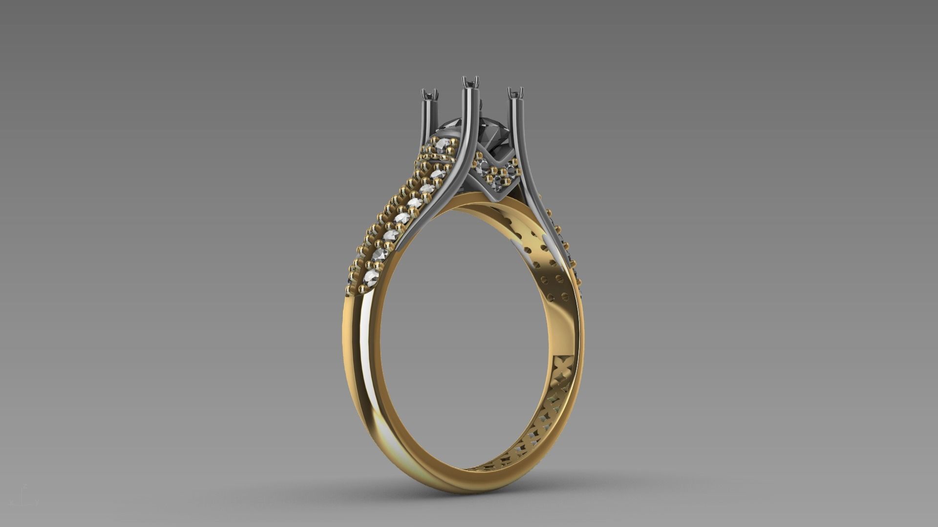 two line engagement ring stl verified  3D print model_16