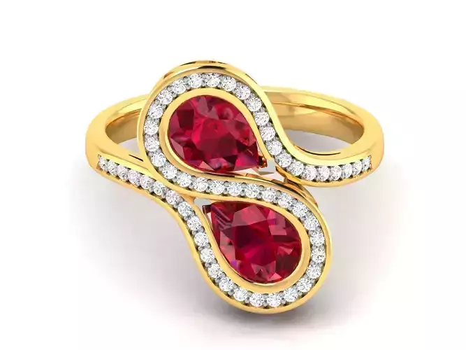 Solitaire Engagement Wedding Pear Rings 3D print model