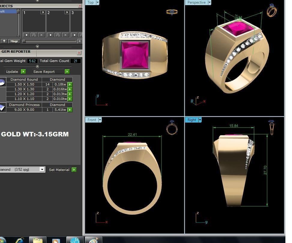 Solitaire Engagement Wedding Princess Rings 3D print model_8