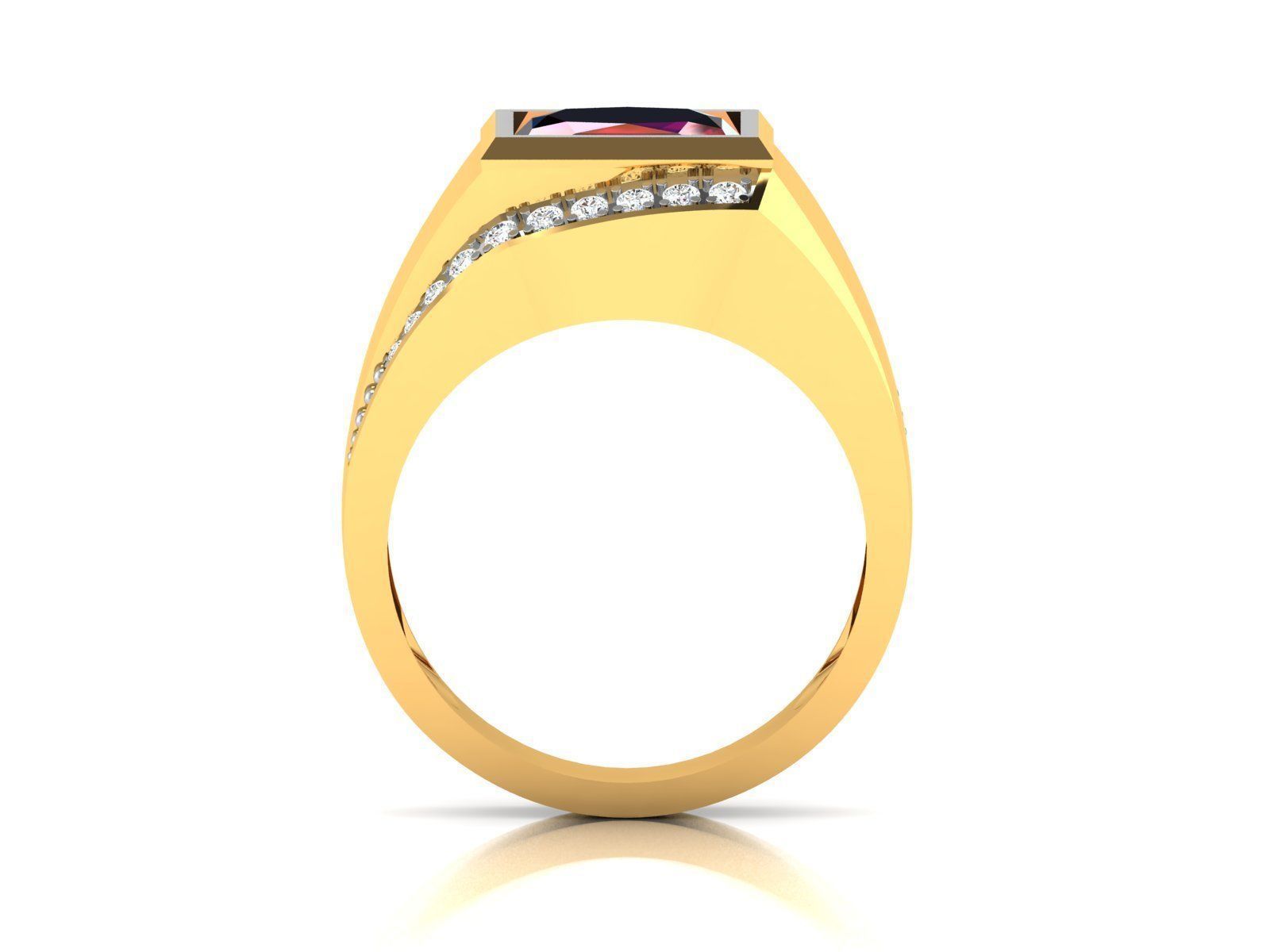 Solitaire Engagement Wedding Princess Rings 3D print model_4