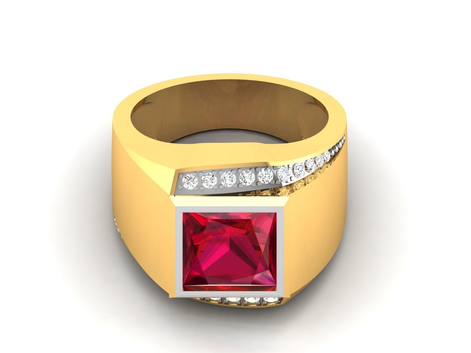Solitaire Engagement Wedding Princess Rings 3D print model_7