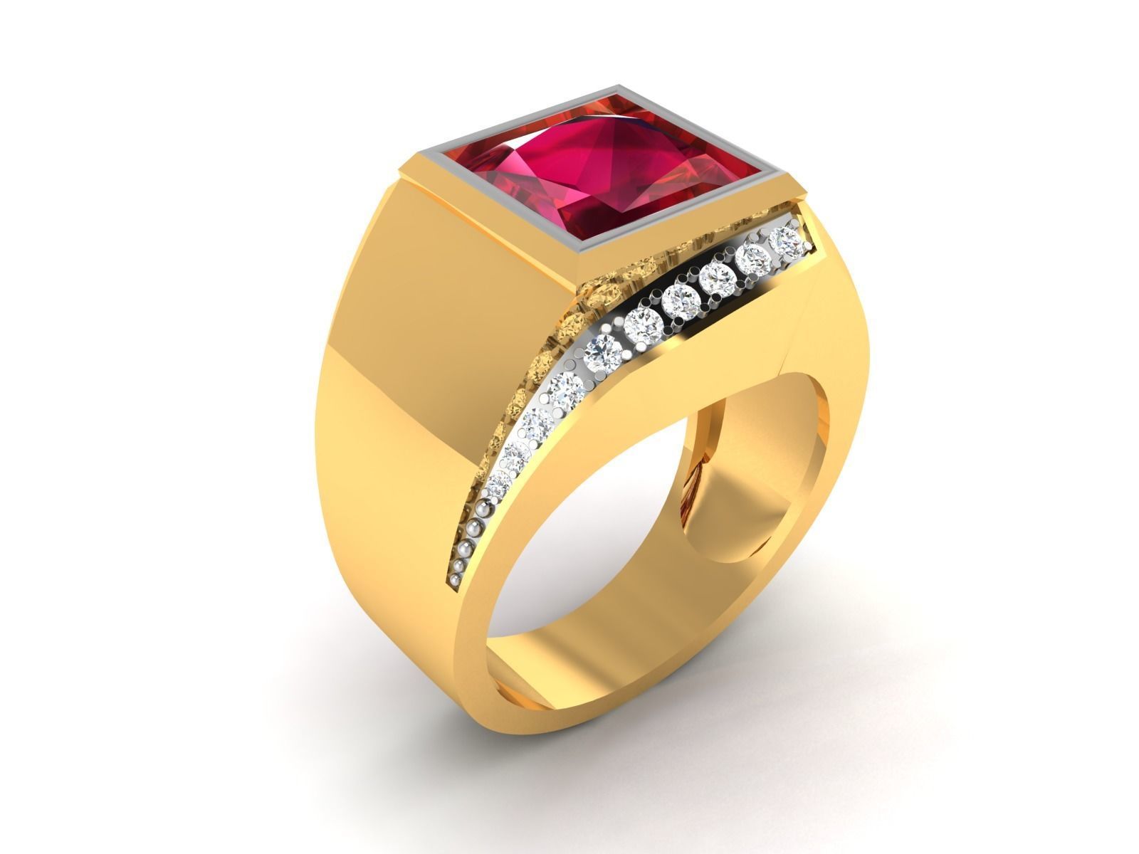 Solitaire Engagement Wedding Princess Rings 3D print model_1