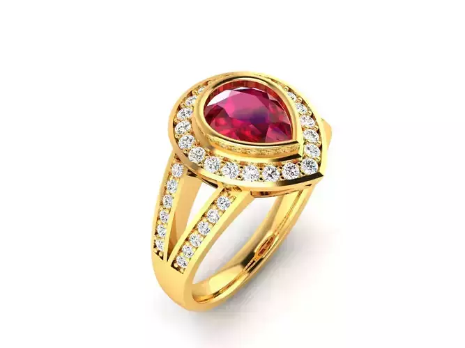 Solitaire Engagement Wedding Pear Rings 3D print model