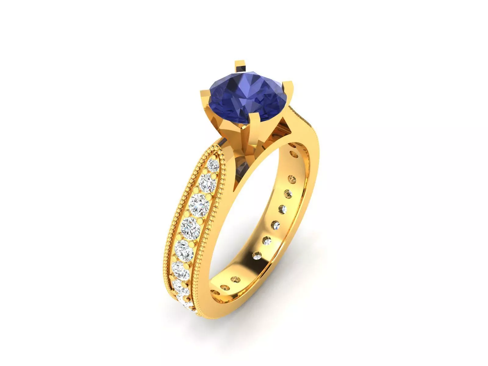 Solitaire Engagement Wedding Rings 3D print model_0