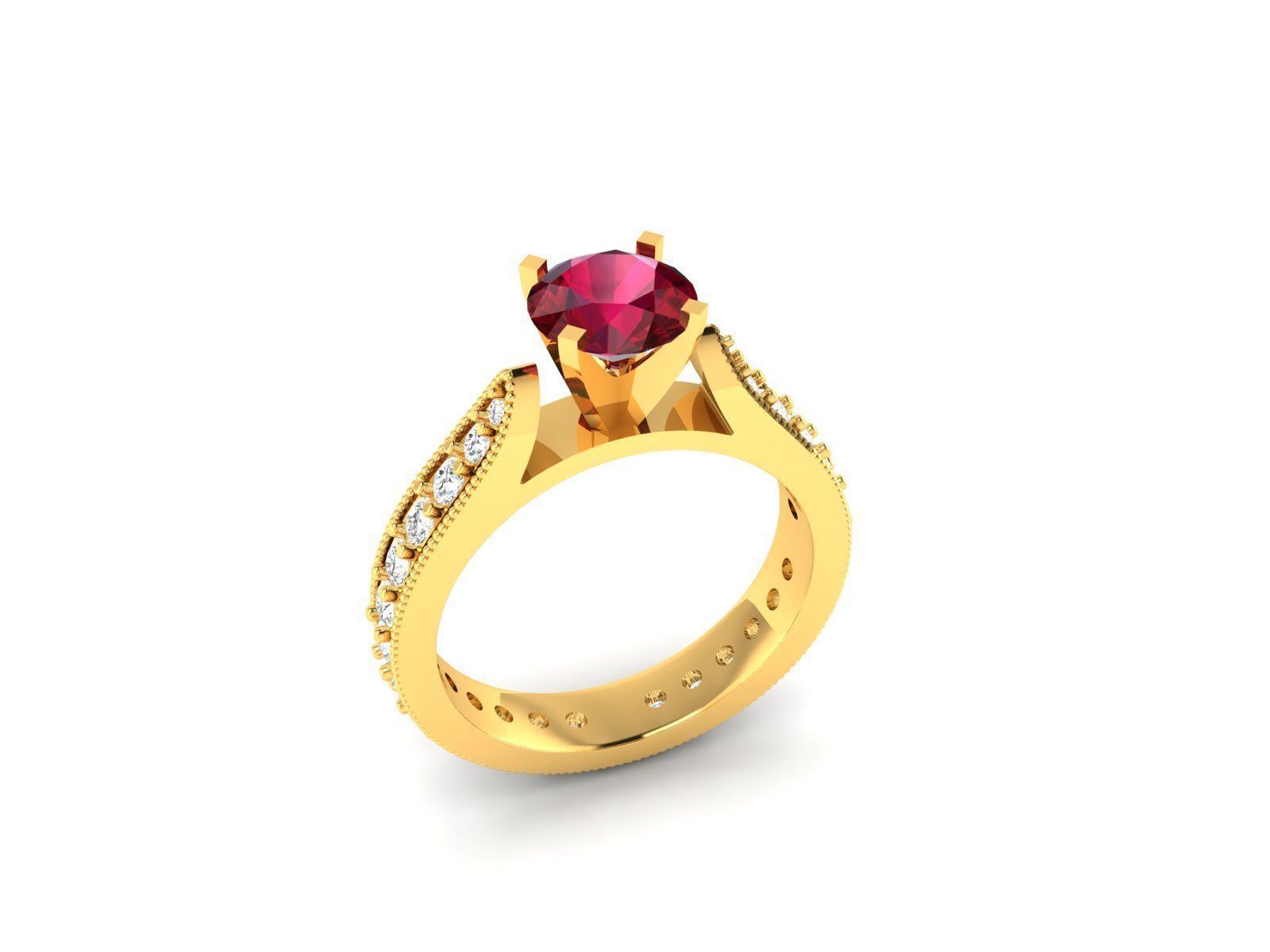 Solitaire Engagement Wedding Rings 3D print model_7