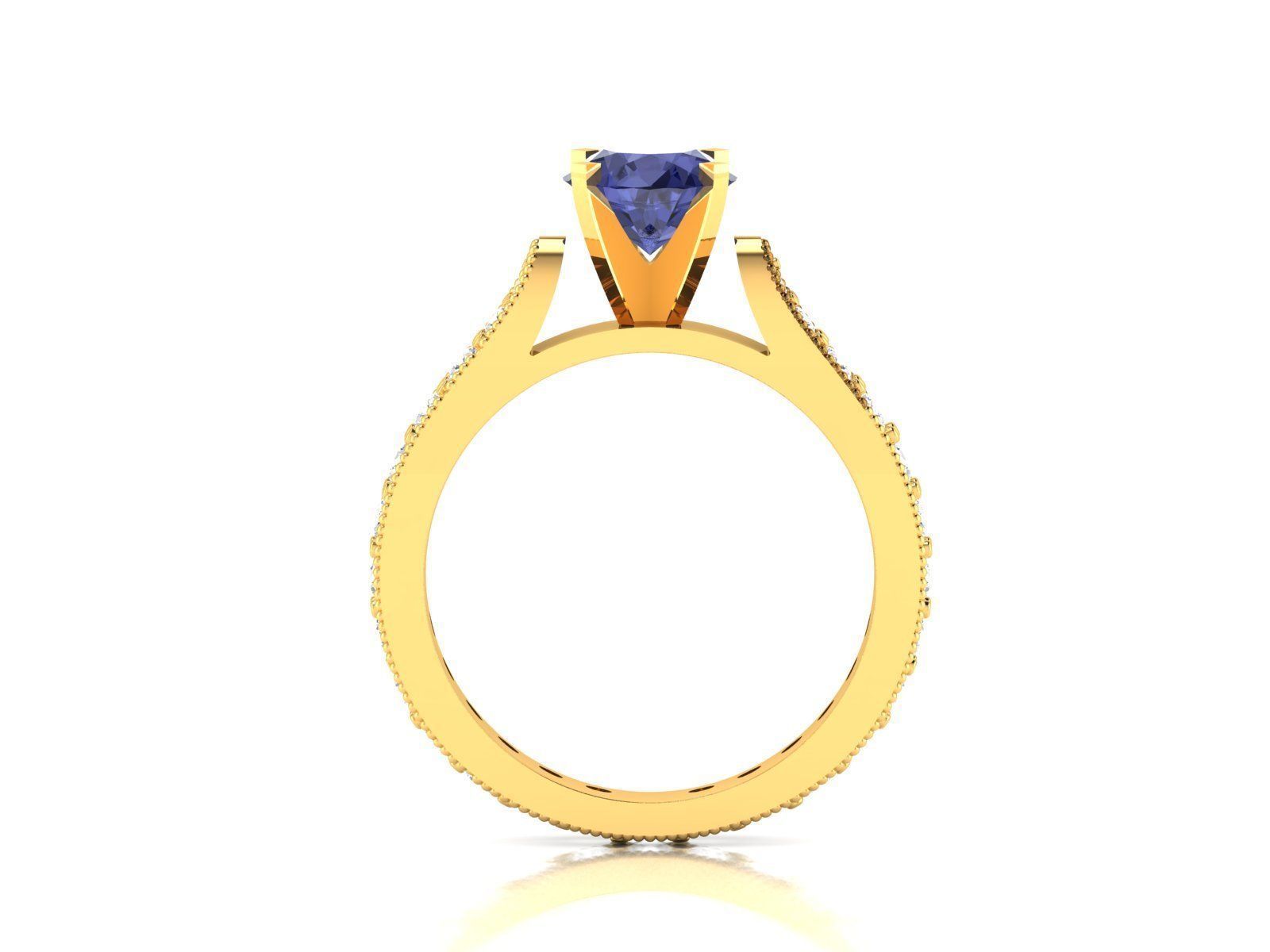 Solitaire Engagement Wedding Rings 3D print model_2