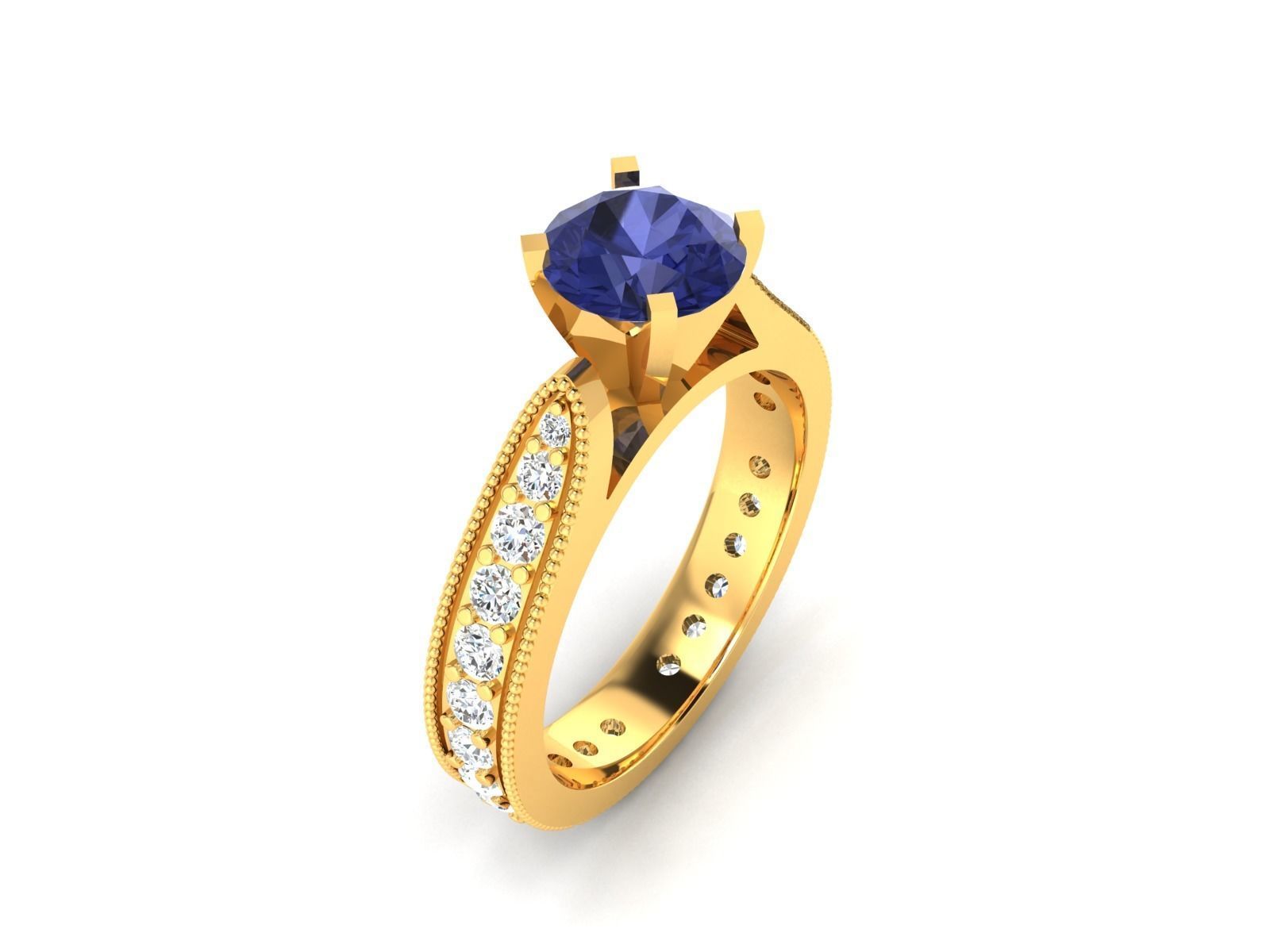 Solitaire Engagement Wedding Rings 3D print model_1