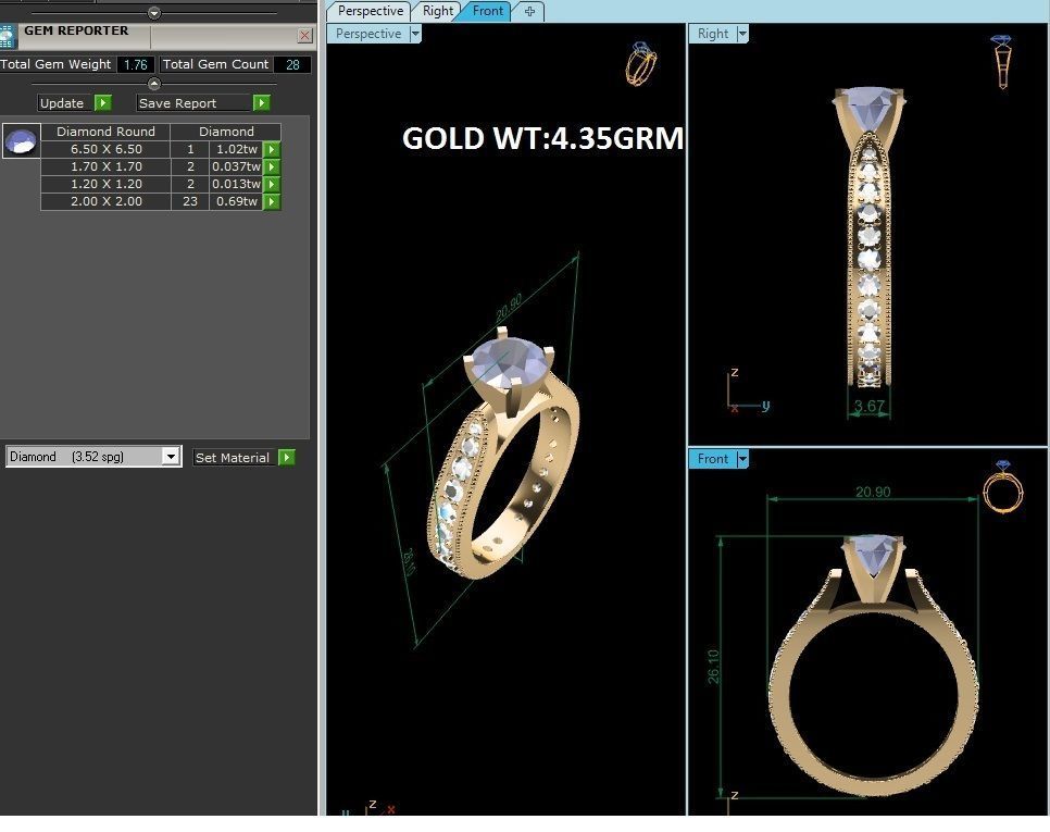 Solitaire Engagement Wedding Rings 3D print model_6