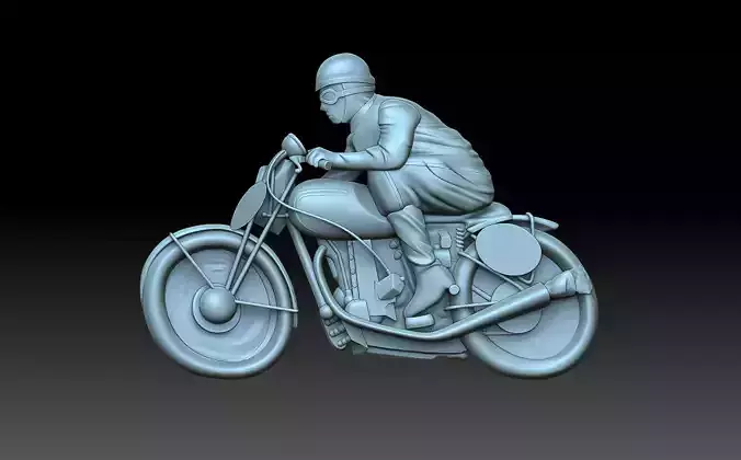 Motorcyclist person riding motorcycle 3D print model