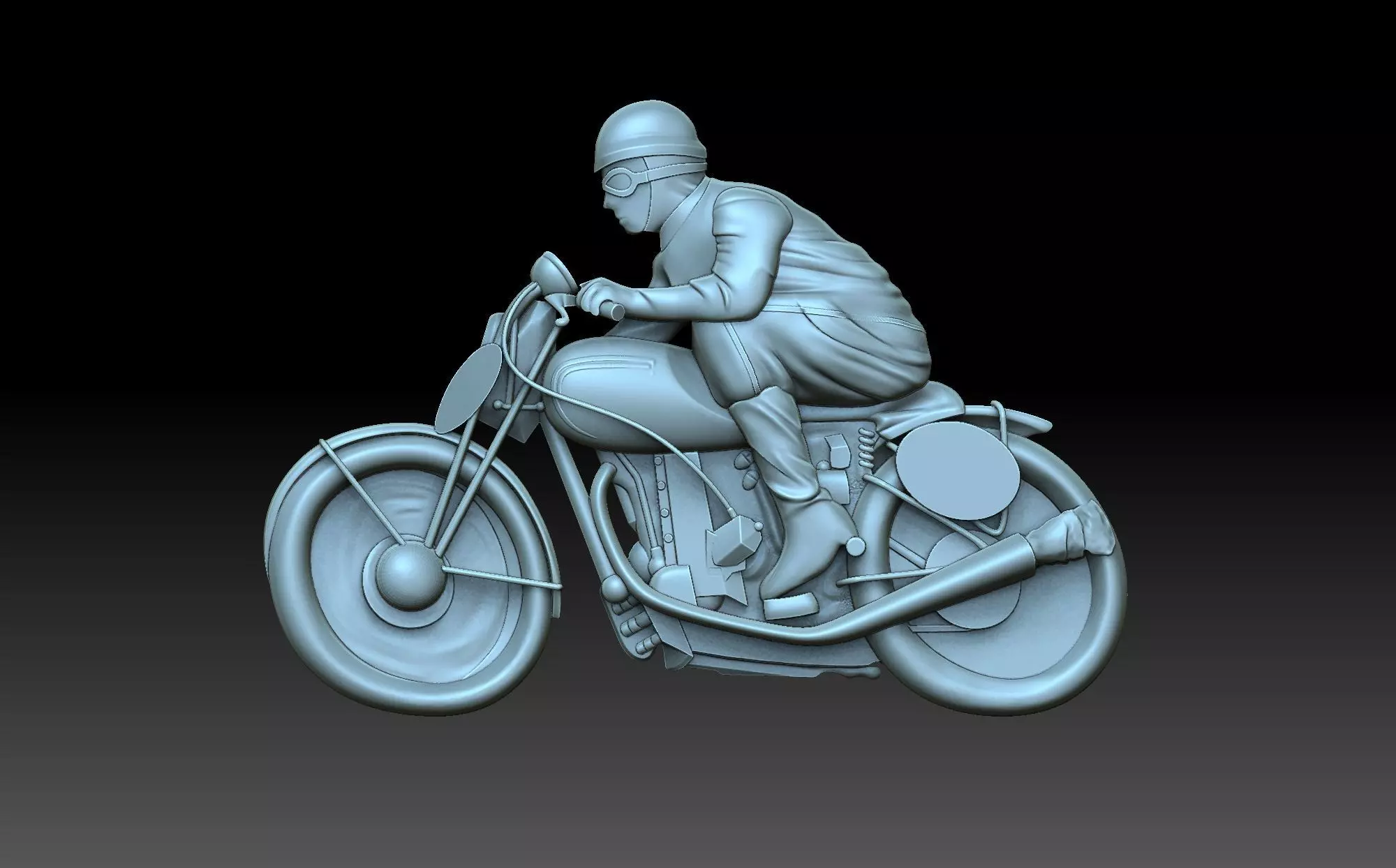 Motorcyclist person riding motorcycle 3D print model_0