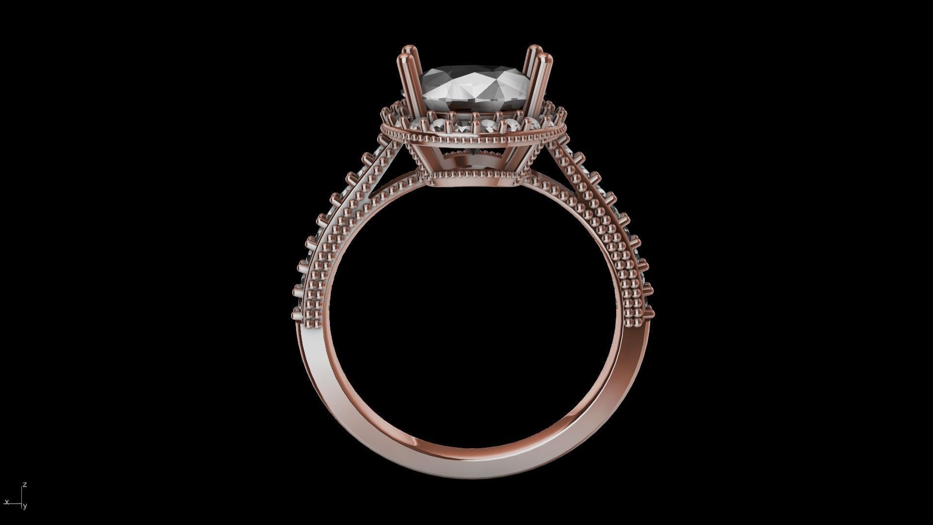 milgrain 8mm diamond engagement ring stl verified  3D print model_35